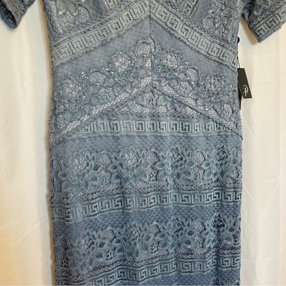 ADRIANNA PAPELL Women’s Blue Lace Beaded Full Length Formal Dress Size Small - Picture 3 of 16